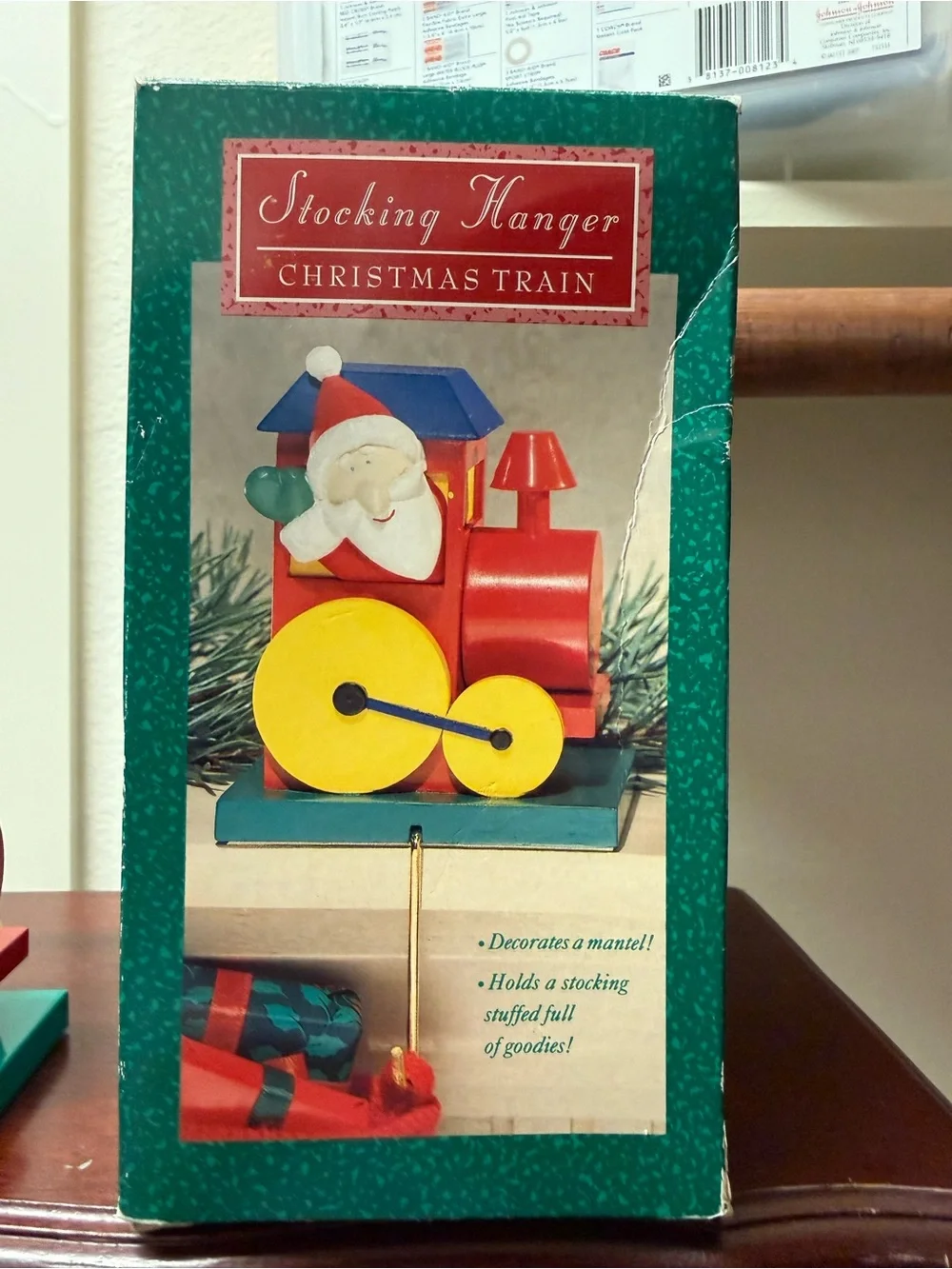 Hallmark Santa Christmas Train Stocking Hanger - Red, Yellow, Green, Blue